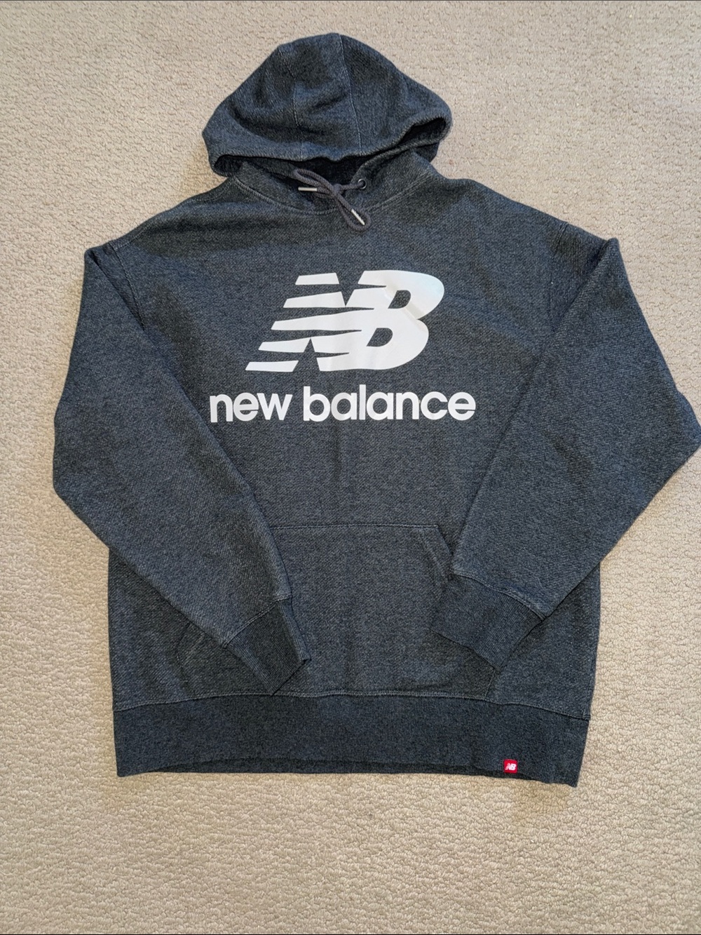 New Balance Men's Charcoal Gray Logo Pullover Hoodie